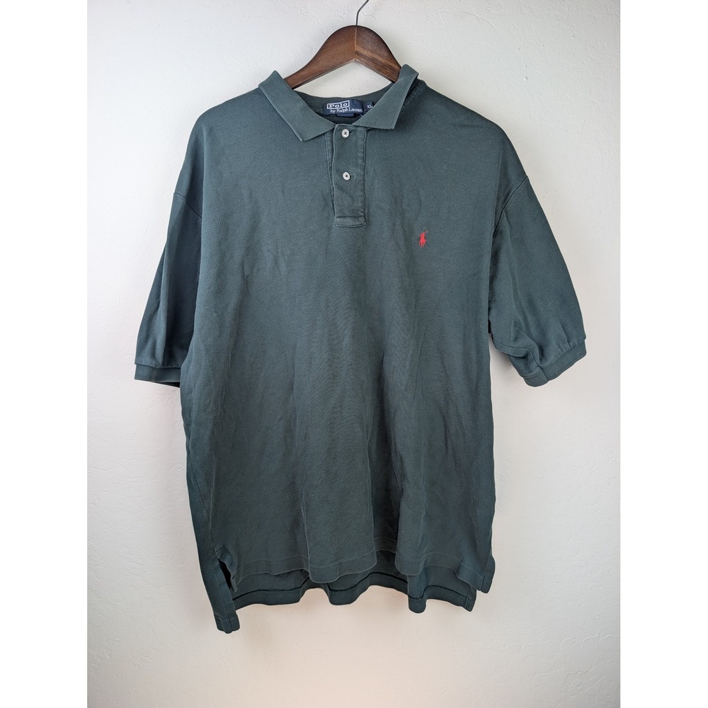 Polo Ralph Lauren Mens XL Forest Green Short Sleeve Pique Polo Shirt Red Pony